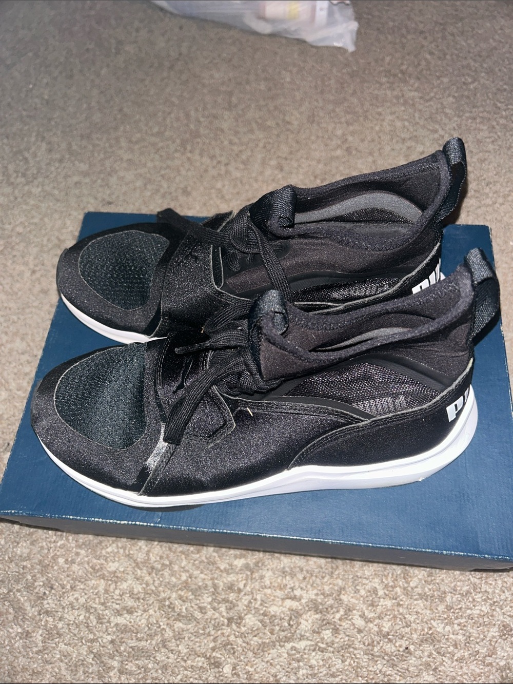Puma Black and White Low-Top Athletic Sneakers
